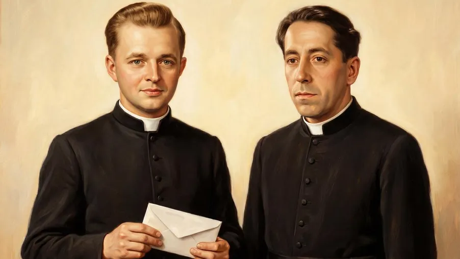 Kněžská klerika s kolárkem a dopisní obálka – atributy nových blahoslavených naší diecéze